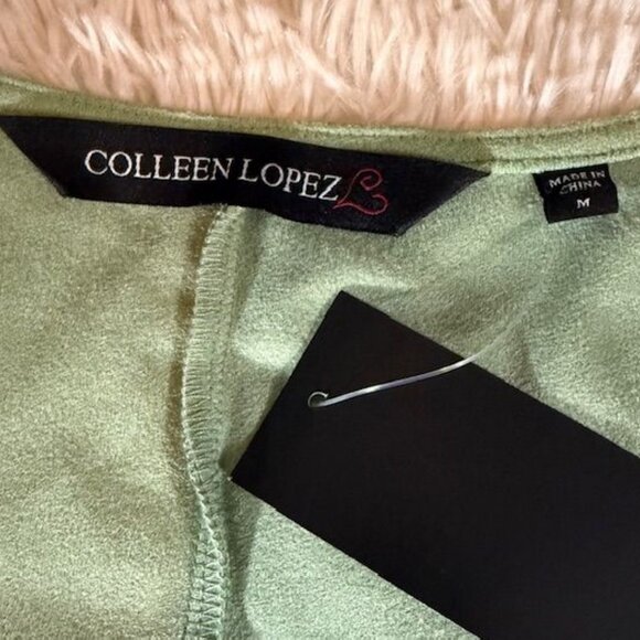 Colleen Lopez Pistachio Fringe Cascade Stretch Faux Suede Jacket Boho Western - Picture 10 of 11